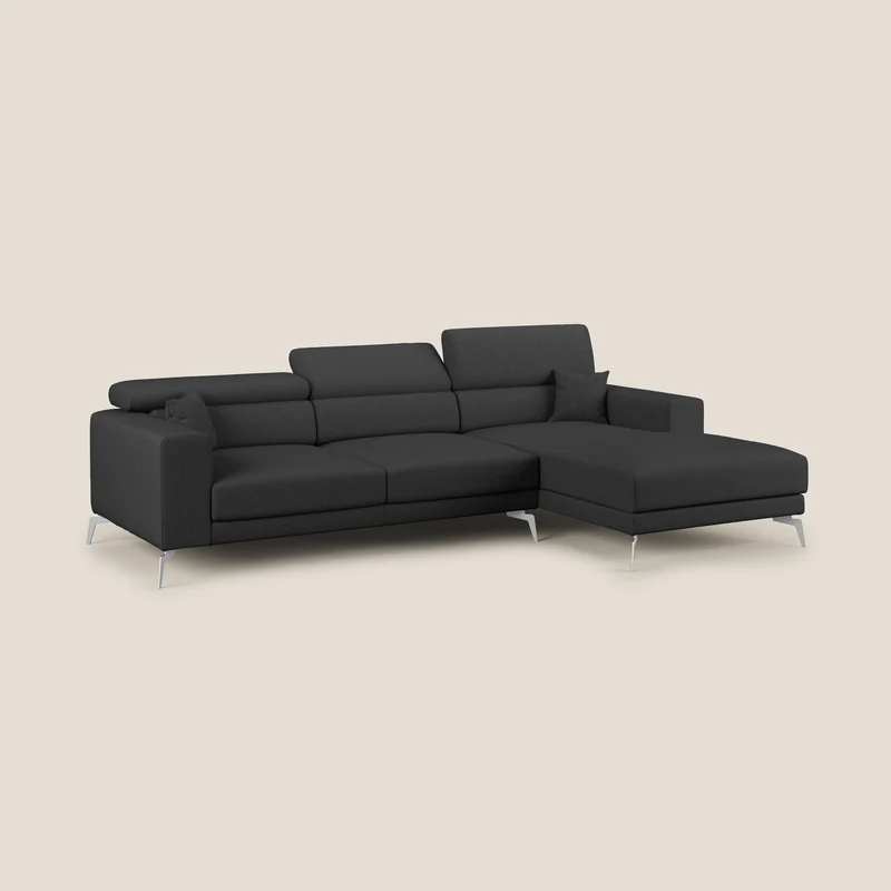 Blade Canapé d'angle avec têtières inclinables en tissu imperméable T13 anthracite