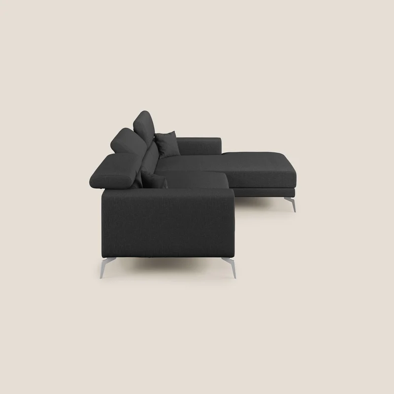 Blade Canapé d'angle avec têtières inclinables en tissu imperméable T13 anthracite