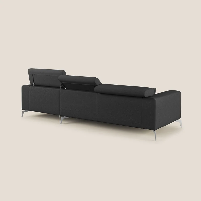 Blade Canapé d'angle avec têtières inclinables en tissu imperméable T13 anthracite