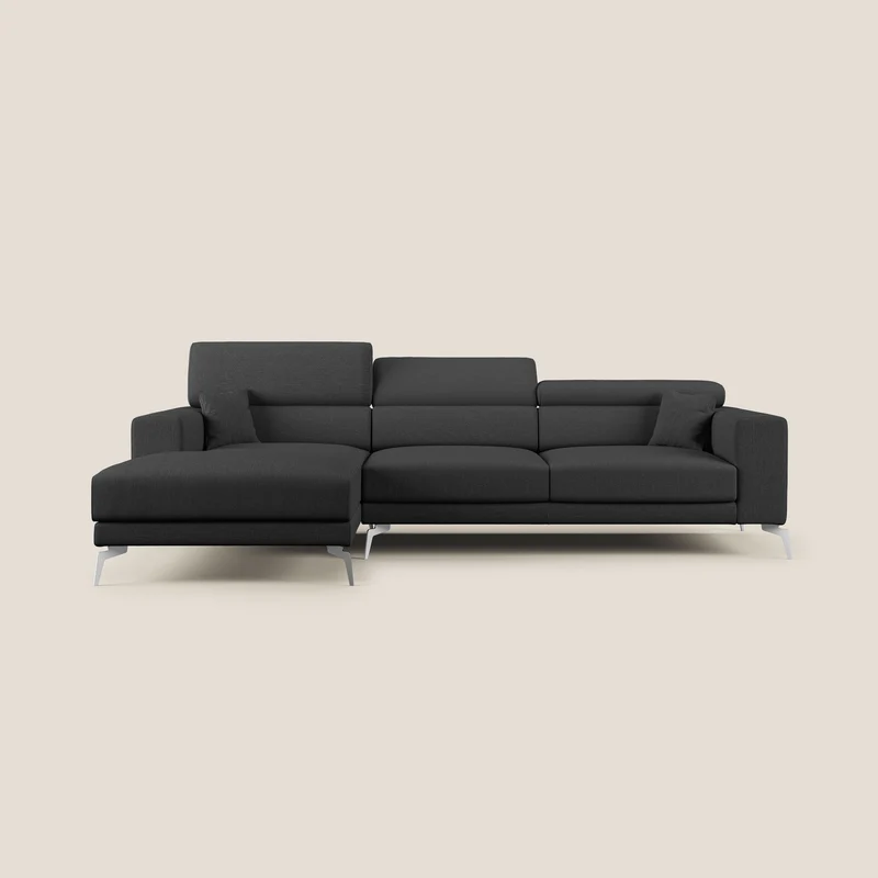Blade Canapé d'angle avec têtières inclinables en tissu imperméable T13 anthracite
