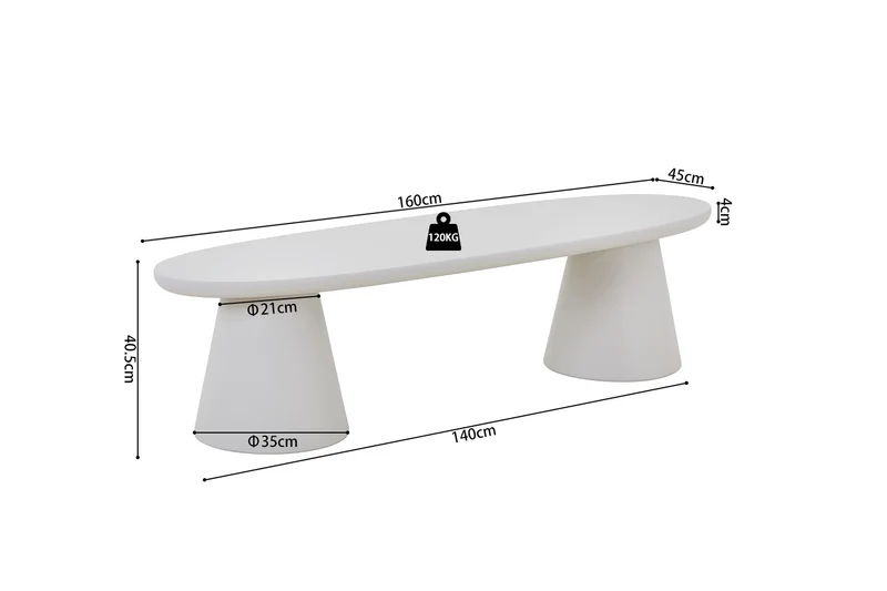 Meuble TV Tavira 160 cm Ciment Ecru