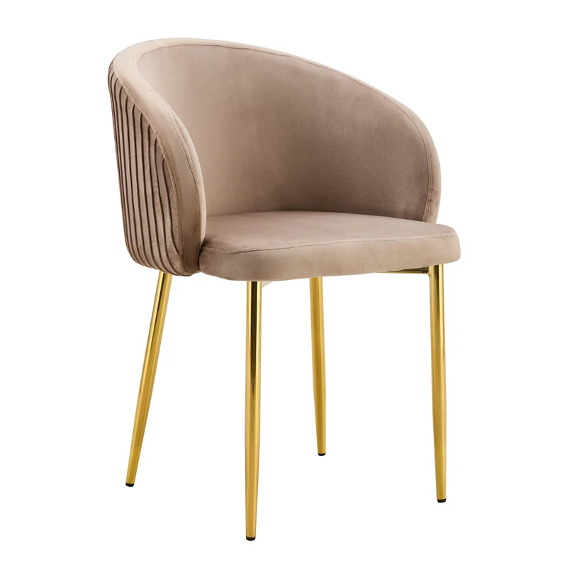 CHAISE AVEC ACCOUDOIR CARLITA MOKA PIED GOLD