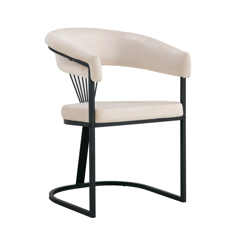 CHAISE AVEC ACCOUDOIR BRITTANY METAL NOIR VELOURS BEIGE