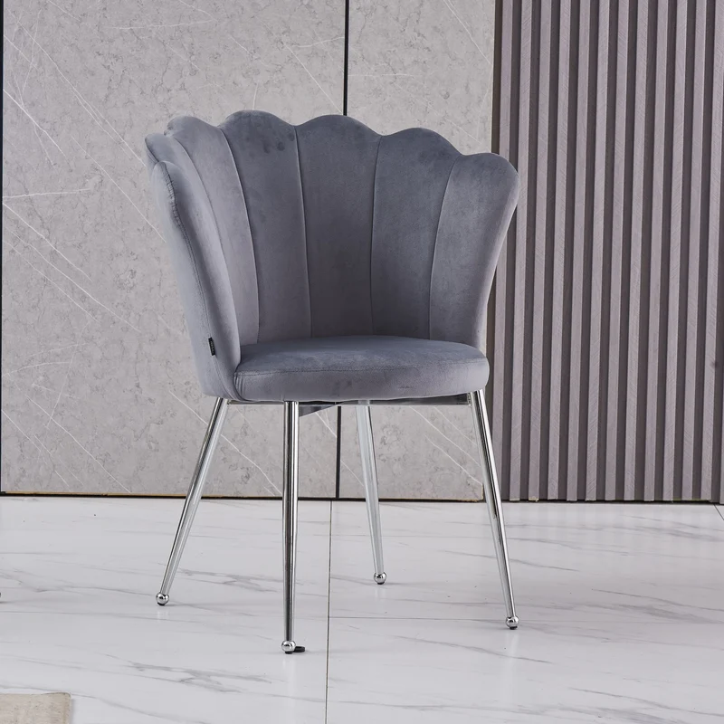 CHAISE NYMPHEA CHROME VELOURS SILVER