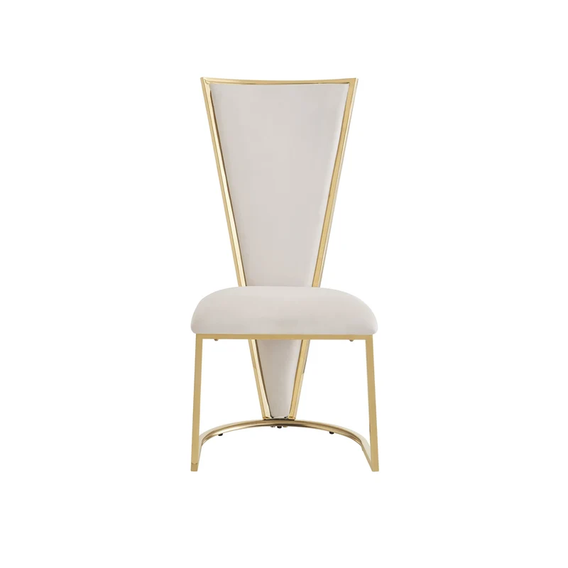 CHAISES MELISSA PIED METAL GOLD ASSISE VELOURS BEIGE