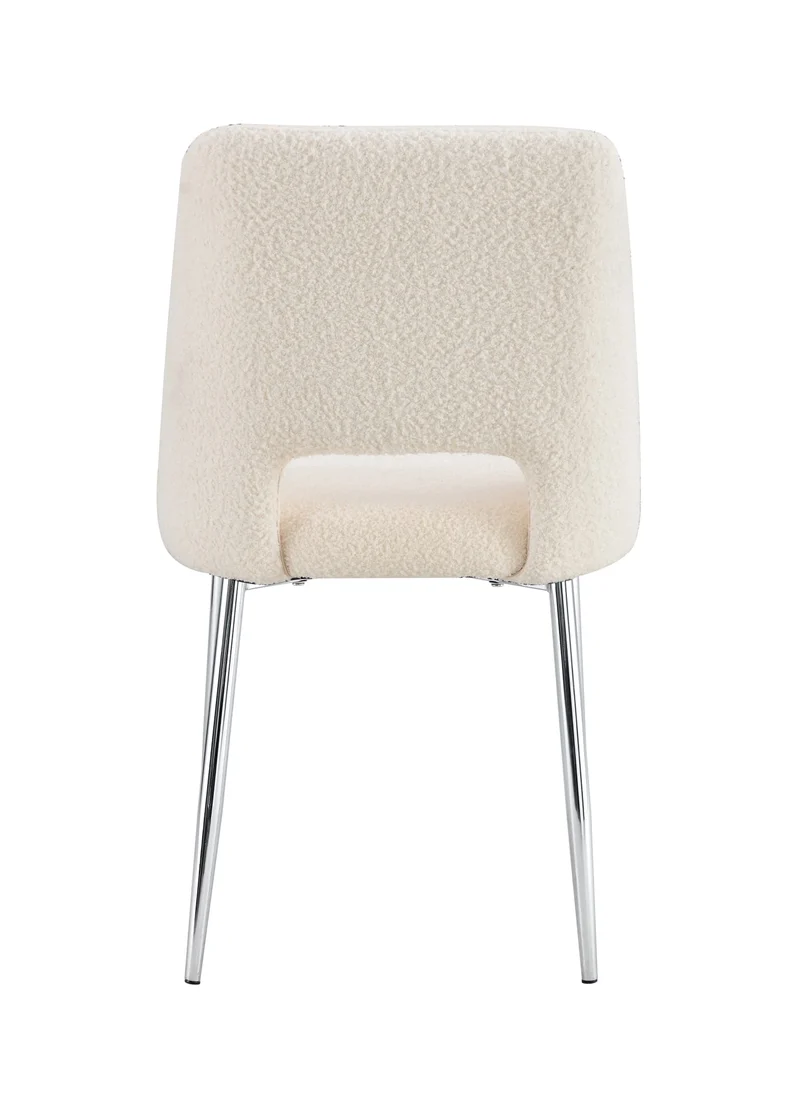 CHAISE AVA PIEDS CHROME DOUDOU BEIGE