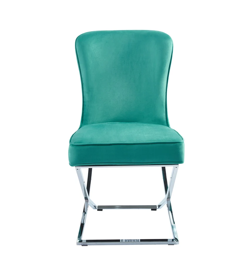 Lot de 4 chaises GABRIELLE Métal noir Velours Capitonné