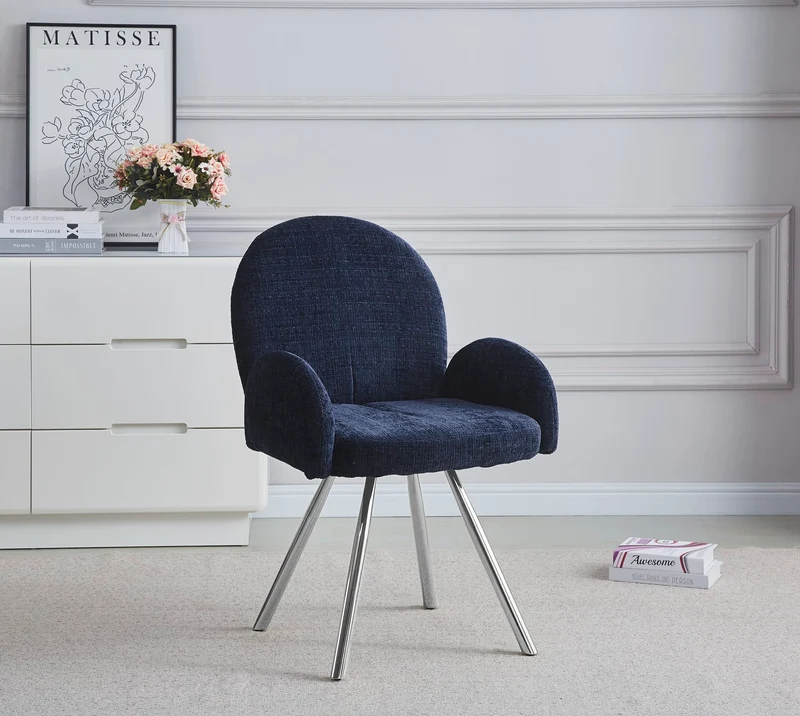 CHAISE AVEC ACCOUDOIR MIMI CHROME BLEU