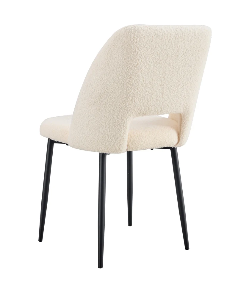 CHAISE AVA PIEDS METAL NOIR DOUDOU BEIGE