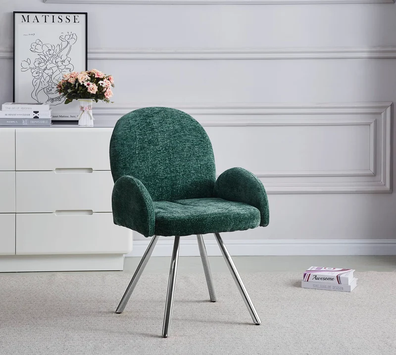 CHAISE AVEC ACCOUDOIR MIMI CHROME VERT SAPIN