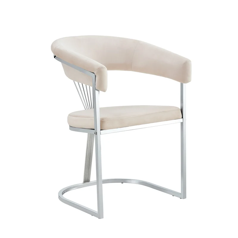 CHAISE AVEC ACCOUDOIR BRITTANY CHROME VELOURS BEIGE