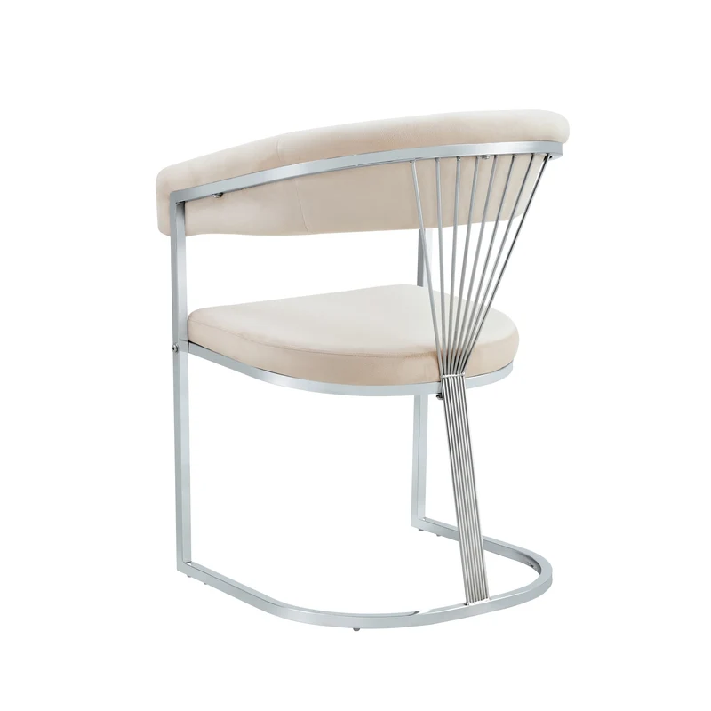 CHAISE AVEC ACCOUDOIR BRITTANY CHROME VELOURS BEIGE