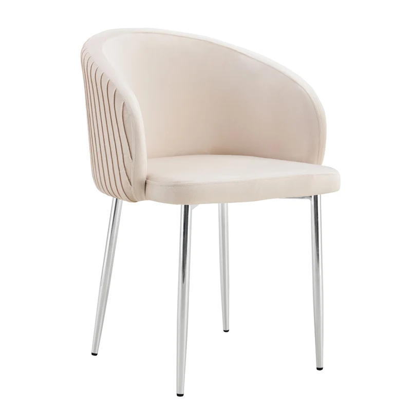 CHAISE AVEC ACCOUDOIR CARLITA BEIGE PIED CHROME