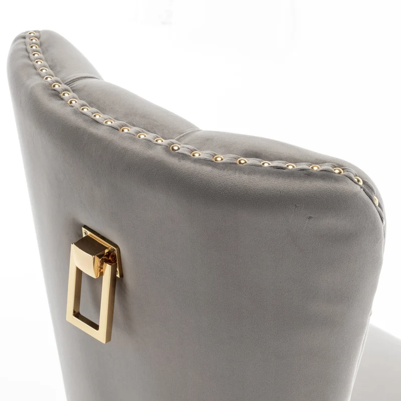Lot de 2 chaises POIGNEE Clouté en velours pied Gold