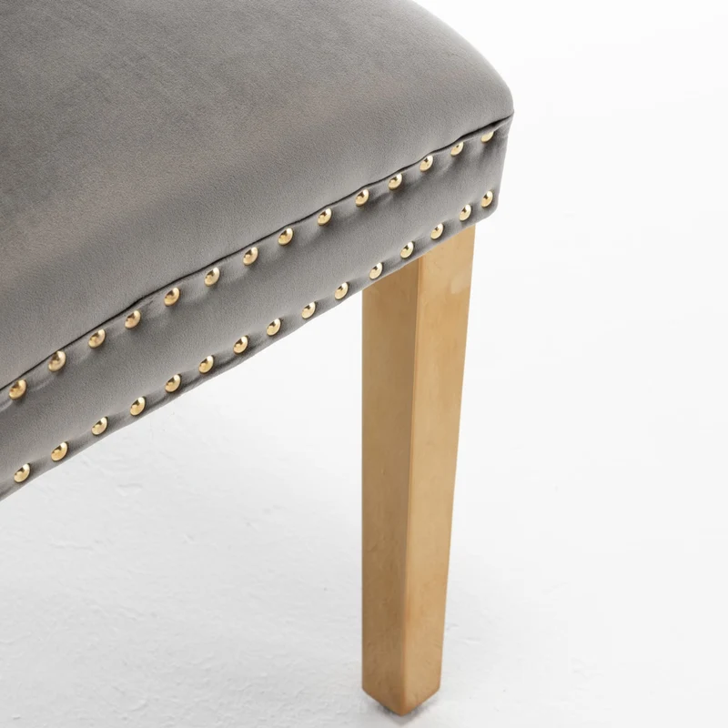 Lot de 2 chaises POIGNEE Clouté en velours pied Gold