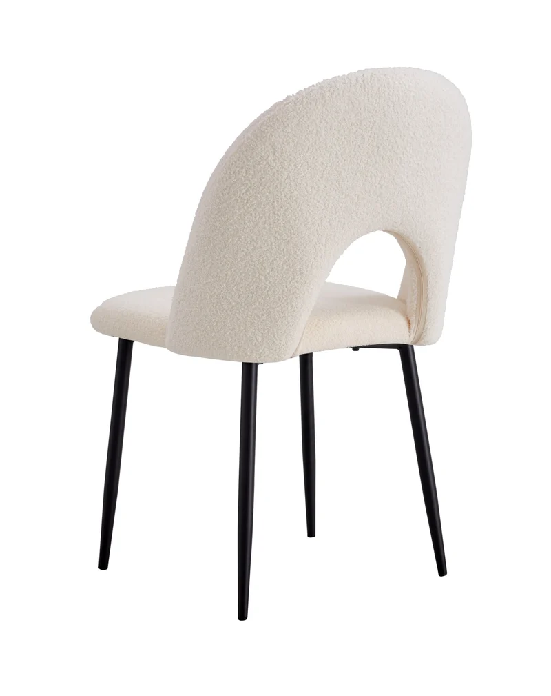 CHAISE TEDDY DOUDOU BEIGE PIED METAL NOIR