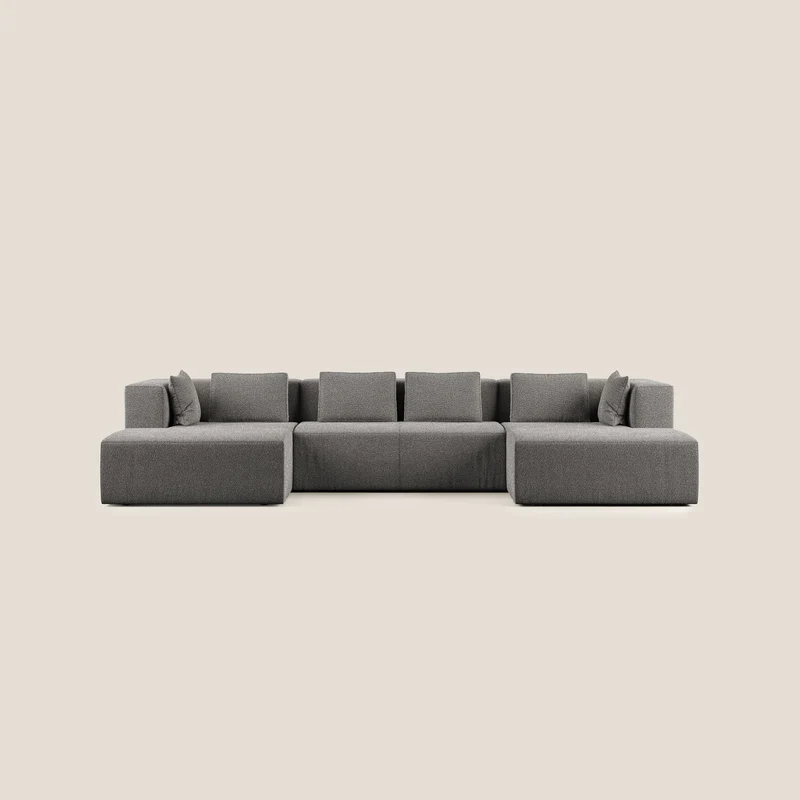 Nettuno canapé panoramique en bouclette douce T07 anthracite