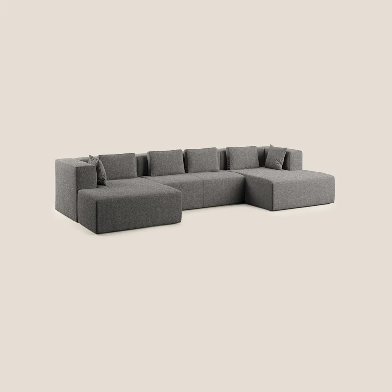 Nettuno canapé panoramique en bouclette douce T07 anthracite