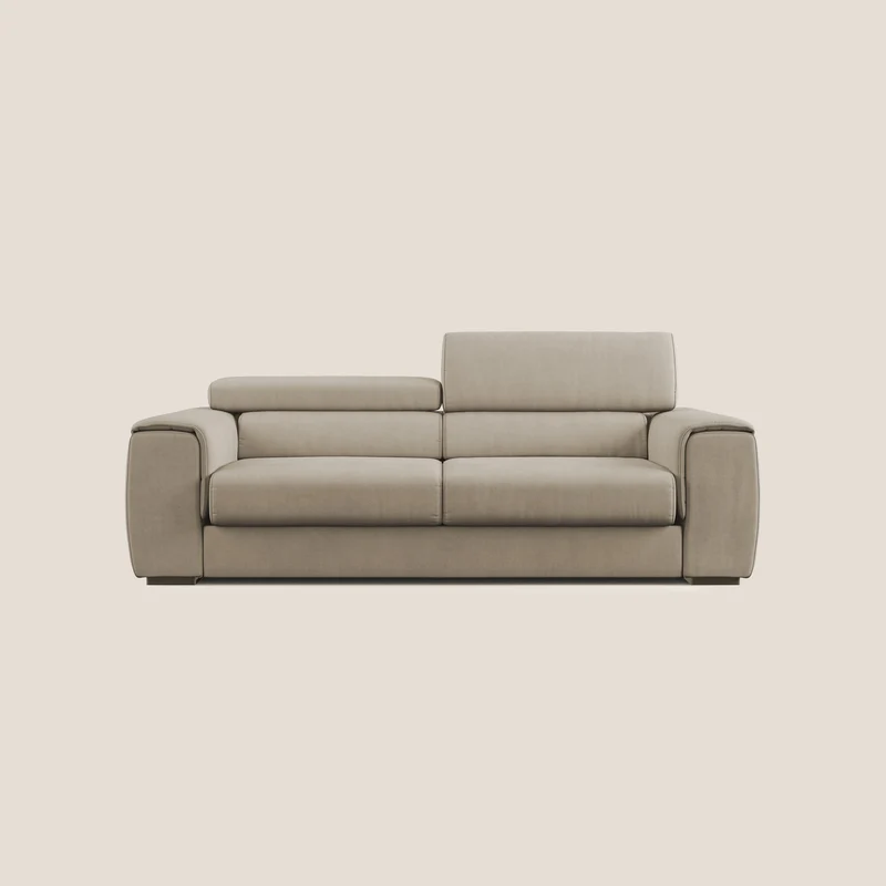 Zeno canapé linéaire avec pouf extractible en tissu doux imperméable T02 beige