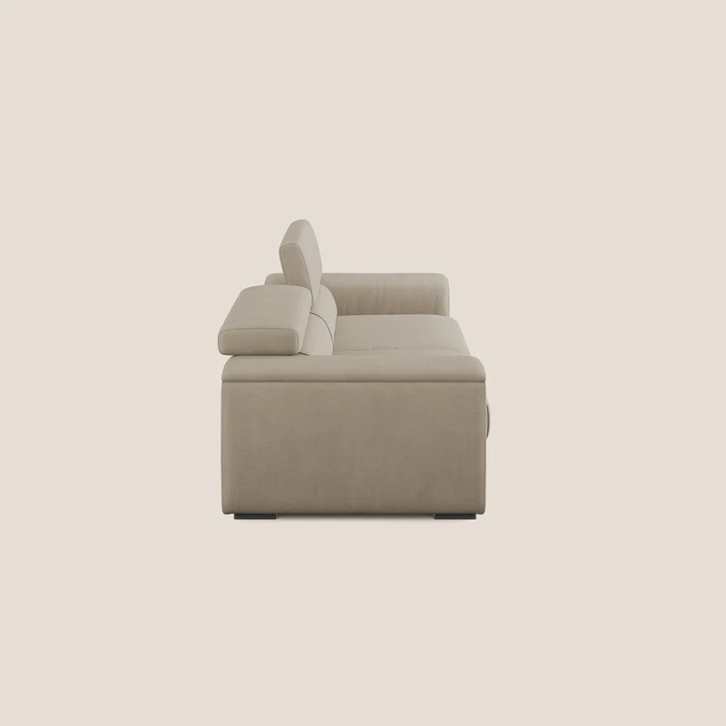 Zeno canapé linéaire avec pouf extractible en tissu doux imperméable T02 beige