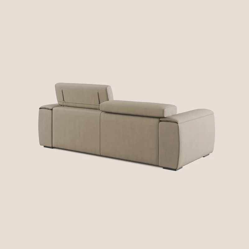 Zeno canapé linéaire avec pouf extractible en tissu doux imperméable T02 beige