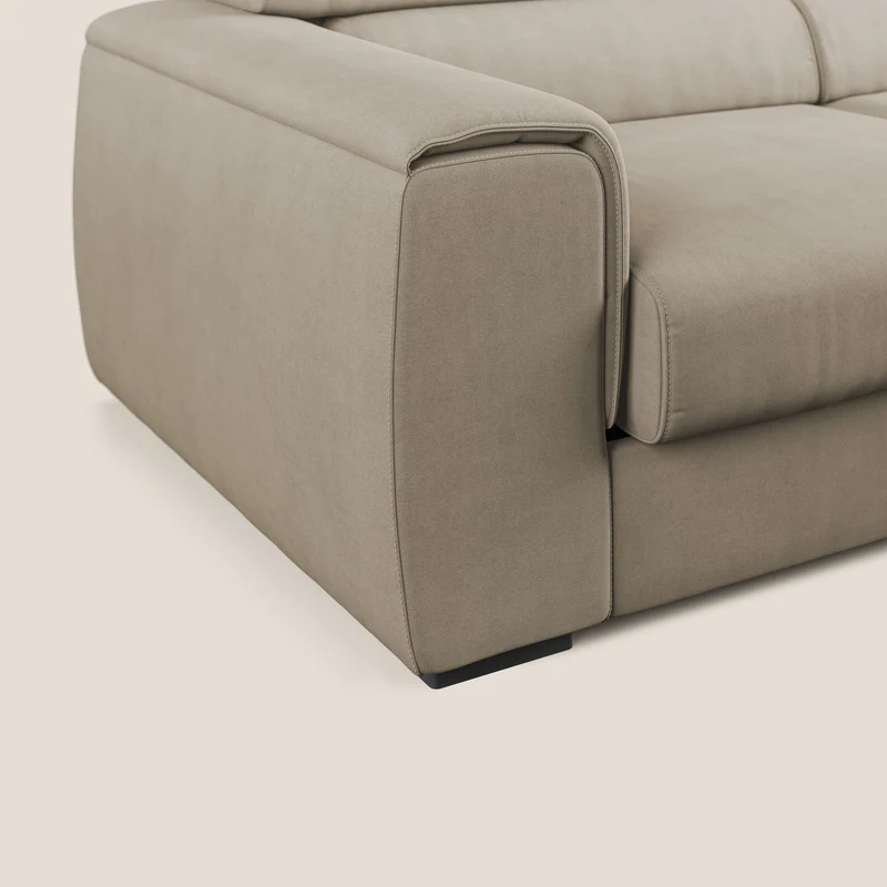 Zeno canapé linéaire avec pouf extractible en tissu doux imperméable T02 beige