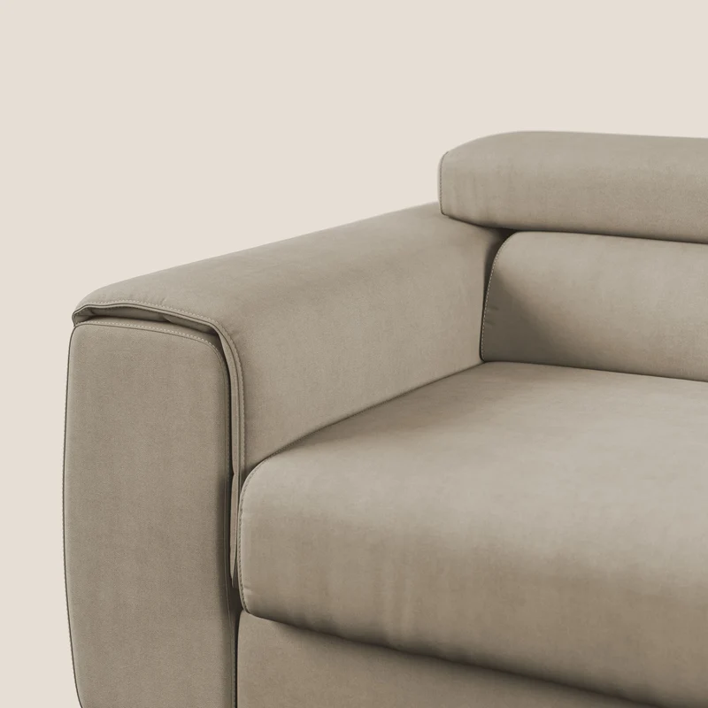 Zeno canapé linéaire avec pouf extractible en tissu doux imperméable T02 beige