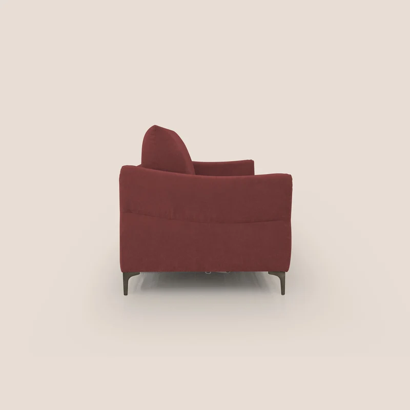 Dalia canapé convertible avec matelas H 18cm et pieds hauts en tissu détachable raffiné T17 rouge