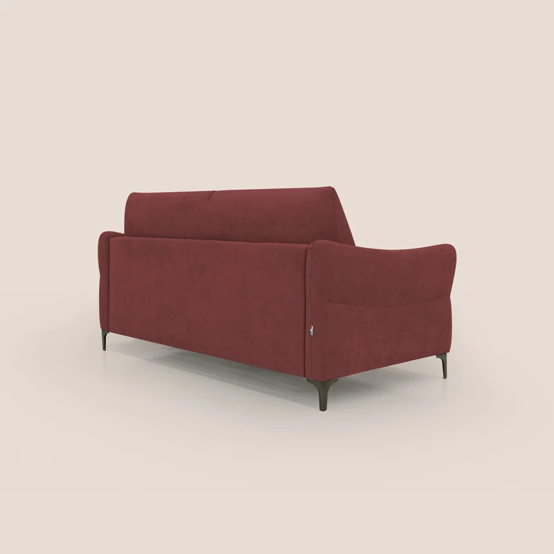 Dalia canapé convertible avec matelas H 18cm et pieds hauts en tissu détachable raffiné T17 rouge