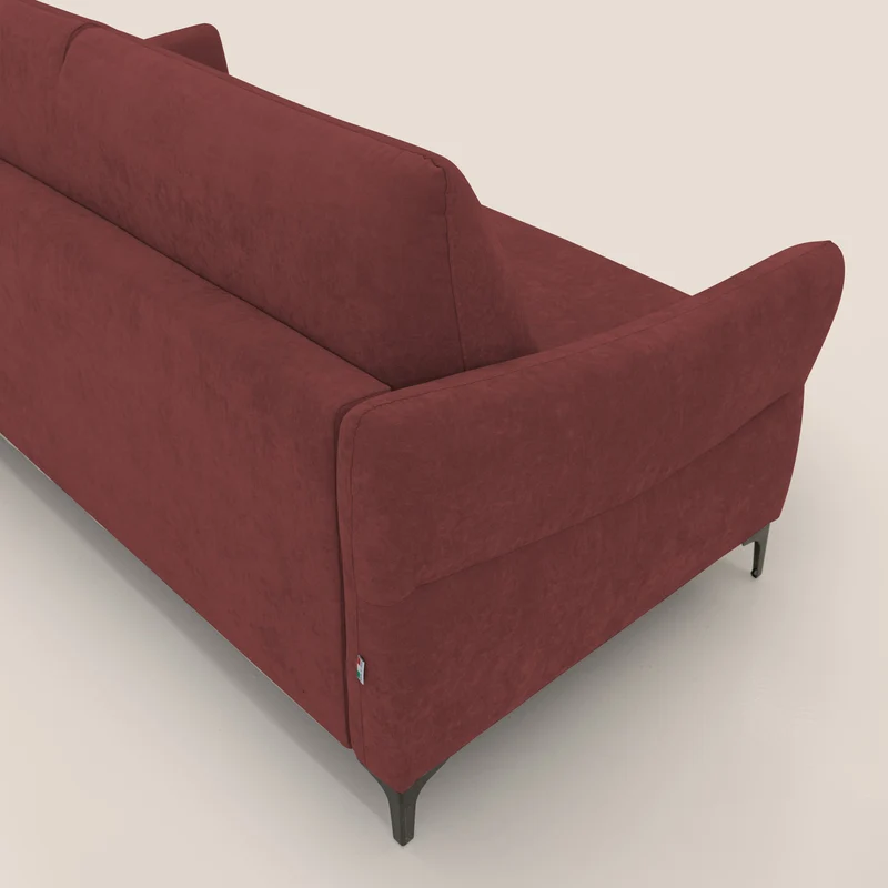 Dalia canapé convertible avec matelas H 18cm et pieds hauts en tissu détachable raffiné T17 rouge