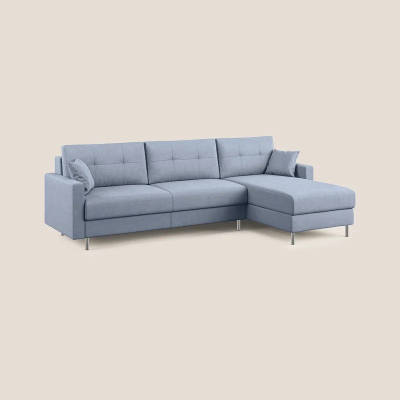 Megan canapé d'angle convertible en microfibre détachable T11 sucre glace