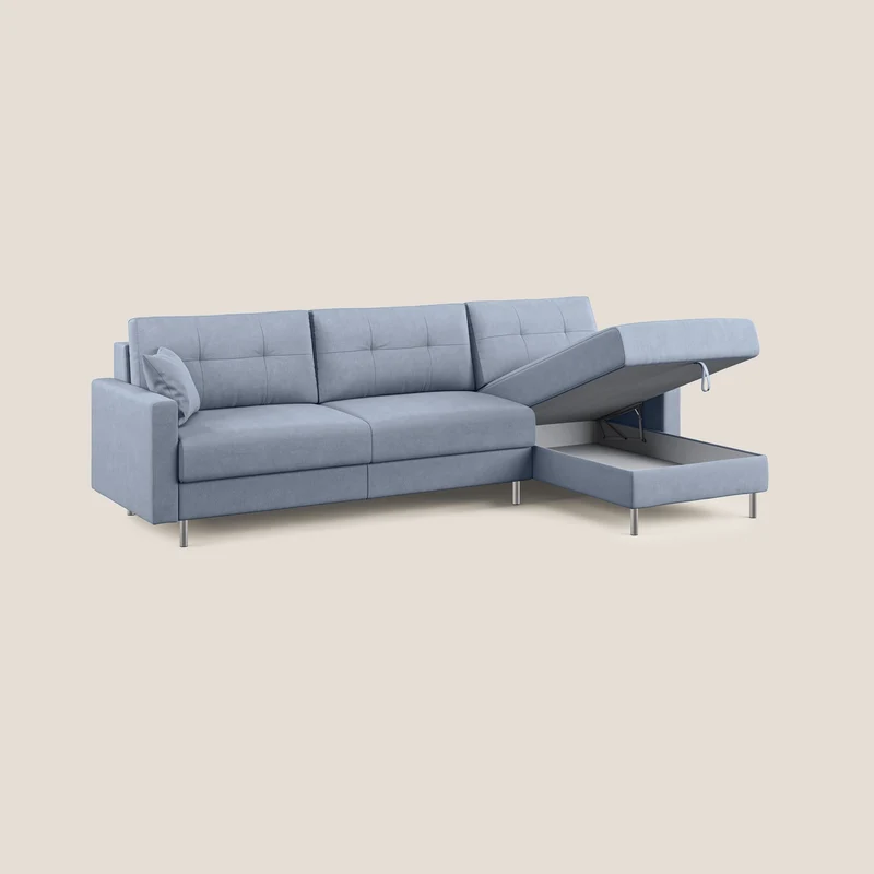 Megan canapé d'angle convertible en microfibre détachable T11 sucre glace