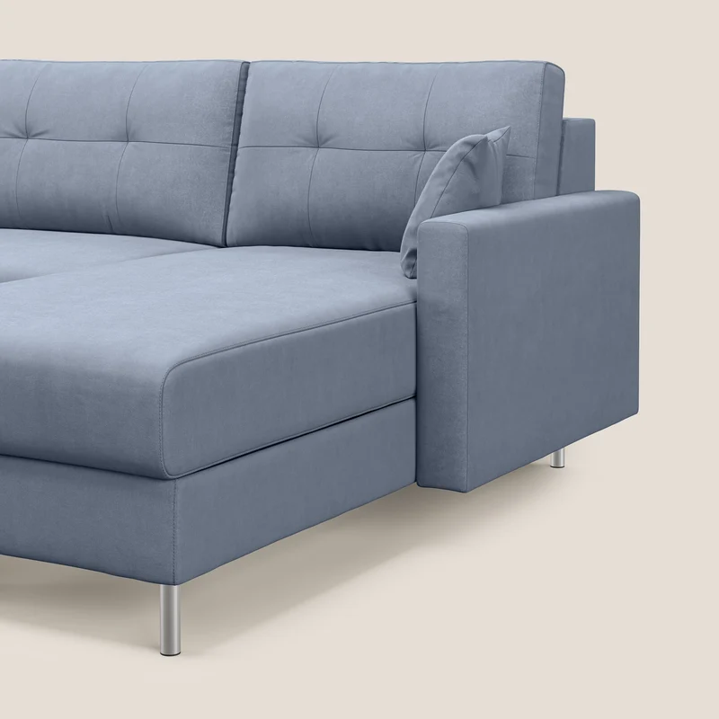 Megan canapé d'angle convertible en microfibre détachable T11 sucre glace
