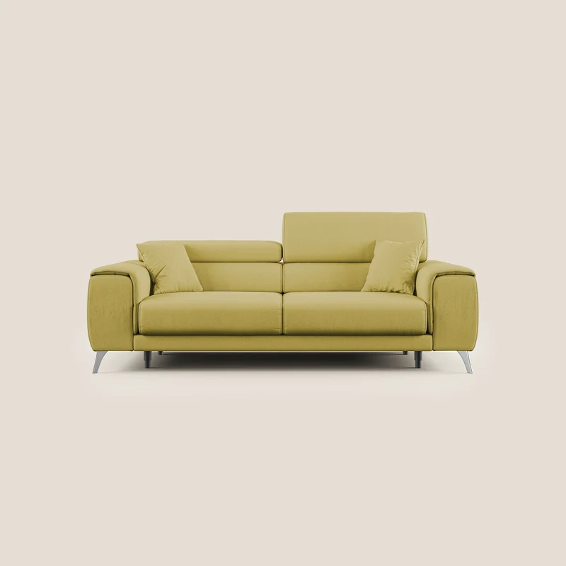 Fusion Canapé avec assises coulissantes en tissu doux antitache T05 jaune