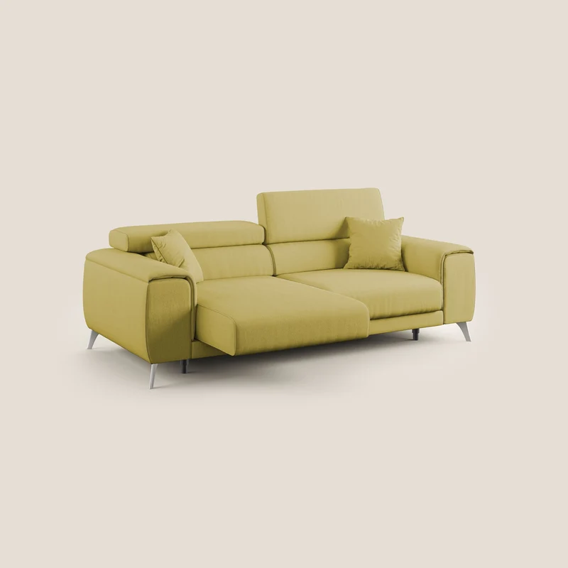 Fusion Canapé avec assises coulissantes en tissu doux antitache T05 jaune