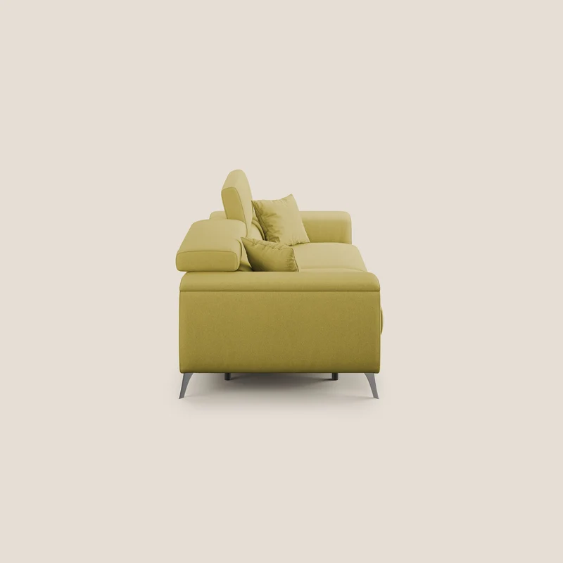 Fusion Canapé avec assises coulissantes en tissu doux antitache T05 jaune