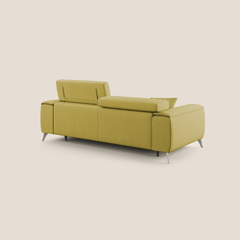Fusion Canapé avec assises coulissantes en tissu doux antitache T05 jaune