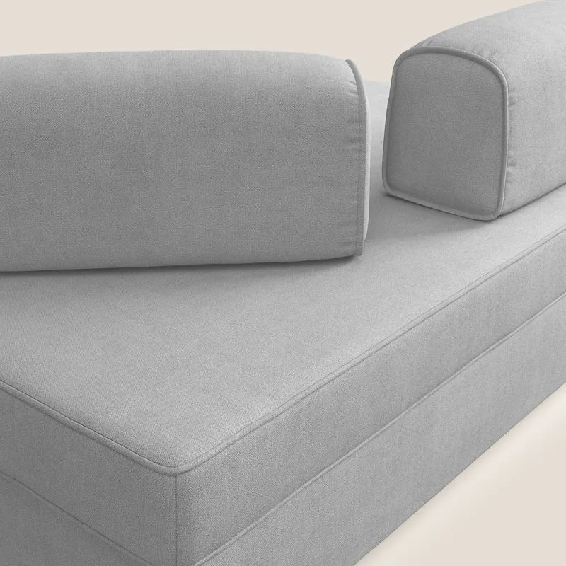 Liberty canapé avec pouf extractible et dossier amovible en tissu doux imperméable T02 gris clair