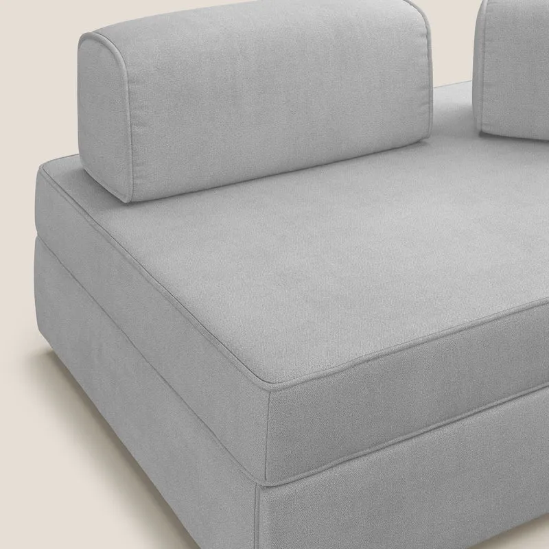 Liberty canapé avec pouf extractible et dossier amovible en tissu doux imperméable T02 gris clair