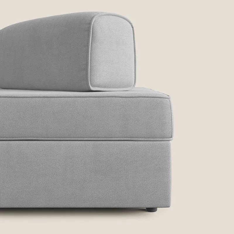 Liberty canapé avec pouf extractible et dossier amovible en tissu doux imperméable T02 gris clair