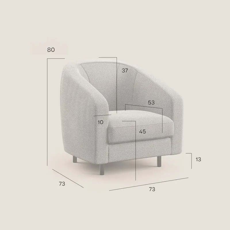 Pandora Fauteuil en tissu doux imperméable T02 sucre glace