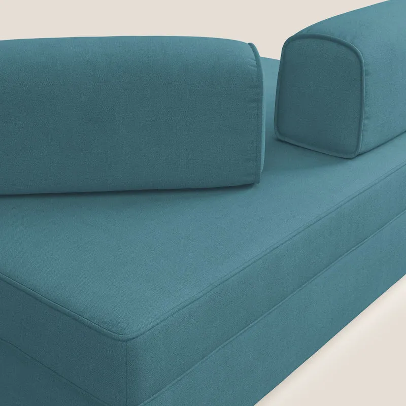 Liberty canapé avec pouf extractible et dossier amovible en tissu doux imperméable T02 bleu ciel
