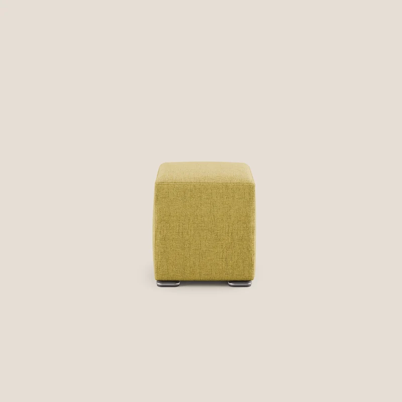 Cube pouf en tissu doux imperméable FELIS T03 jaune