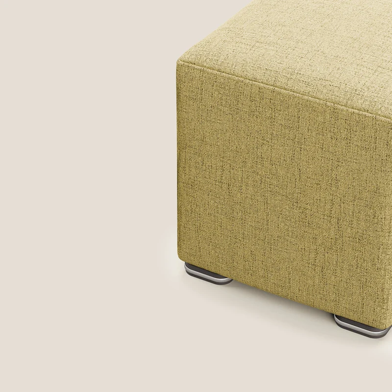Cube pouf en tissu doux imperméable FELIS T03 jaune