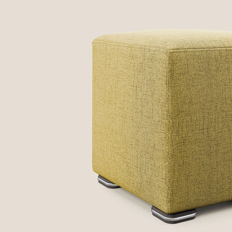 Cube pouf en tissu doux imperméable FELIS T03 jaune
