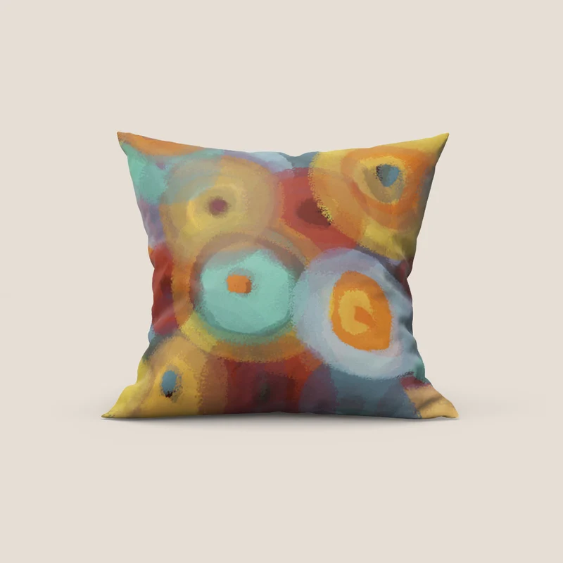 Brush-circle collection coussins à fantaisie multicouleur en velours imperméable jaune