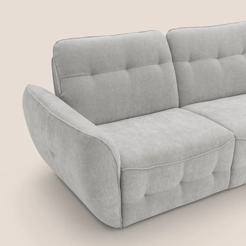 Cerbero canapé d'angle avec pouf terminal en bouclette douce imperméable T07 gris