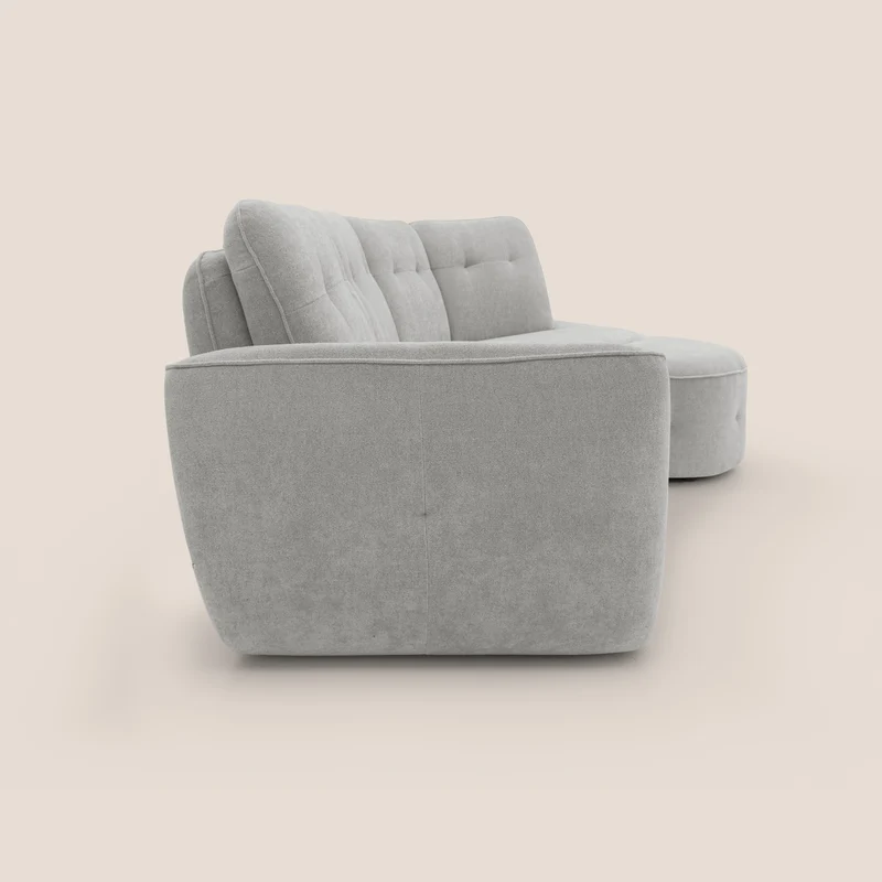 Cerbero canapé d'angle avec pouf terminal en bouclette douce imperméable T07 gris