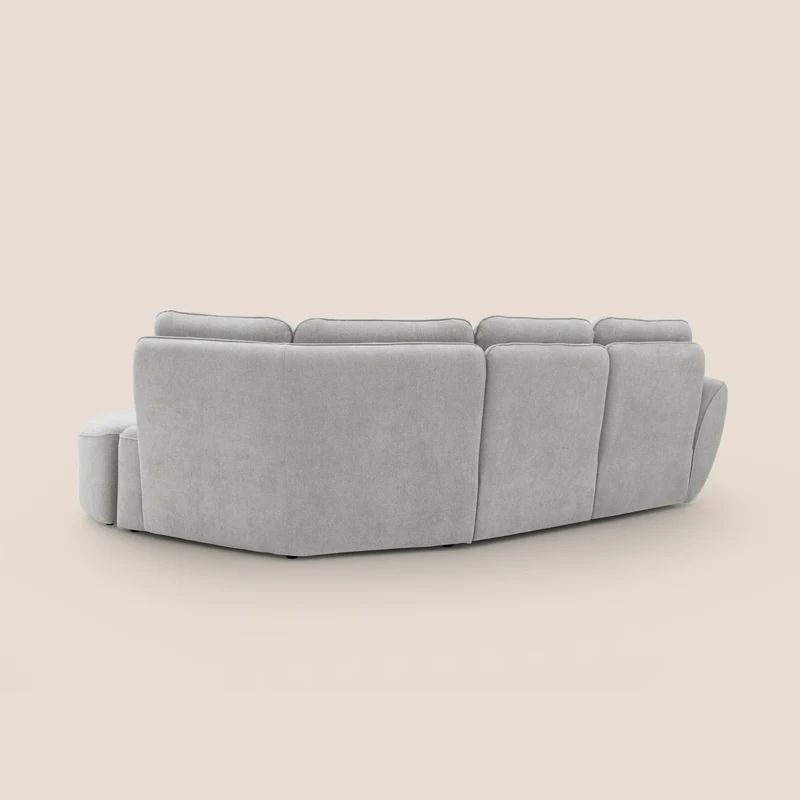Cerbero canapé d'angle avec pouf terminal en bouclette douce imperméable T07 gris