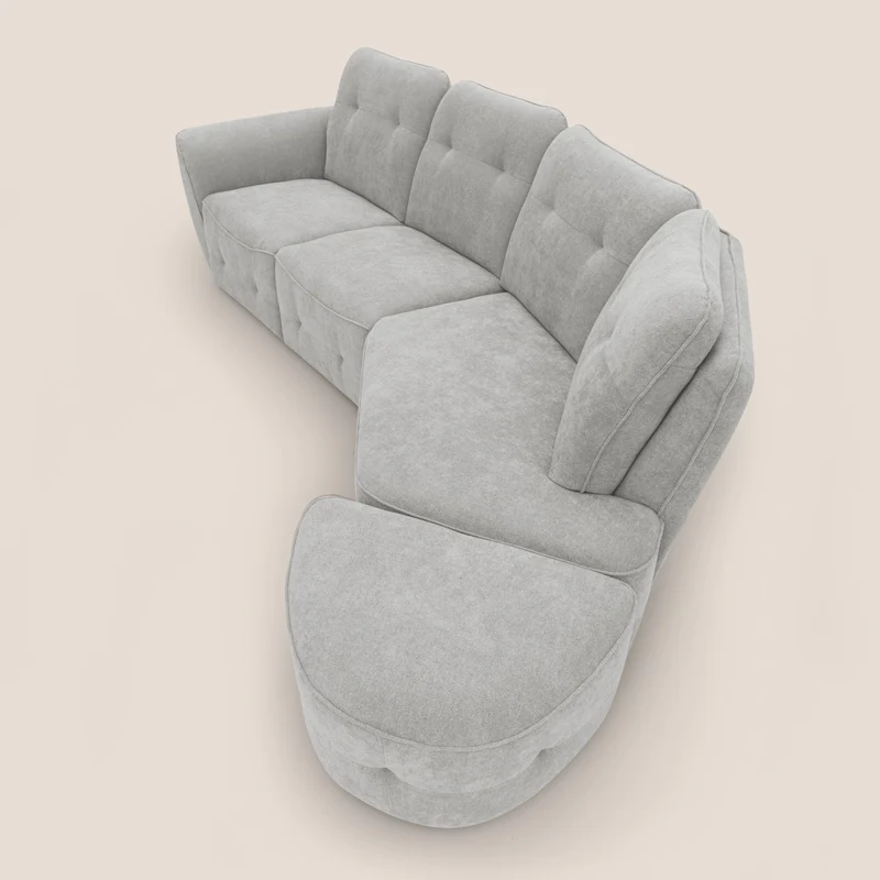 Cerbero canapé d'angle avec pouf terminal en bouclette douce imperméable T07 gris